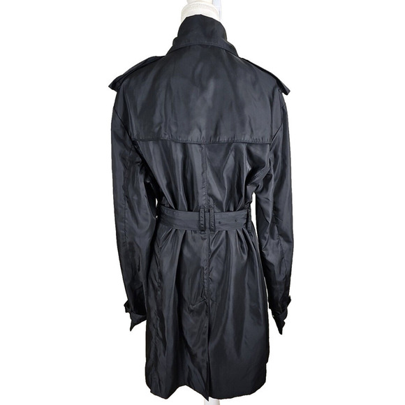 Norma Kamali ~Woman Plus Size XXL~ Black Trench Coat Double Breasted Belted. - Picture 3 of 14